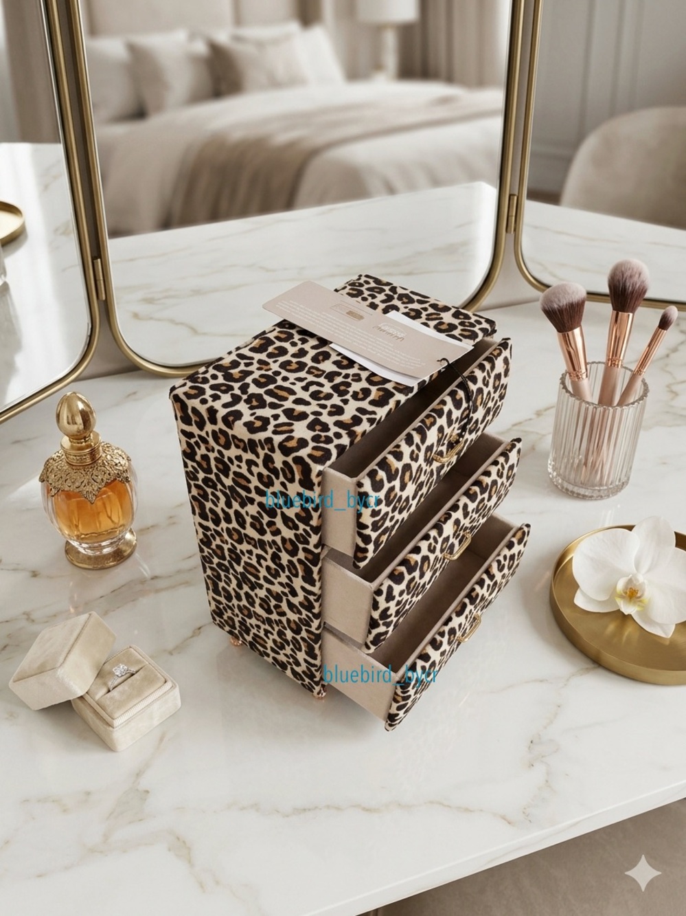 Leopard Print Jewelry Organizer Storage Chest